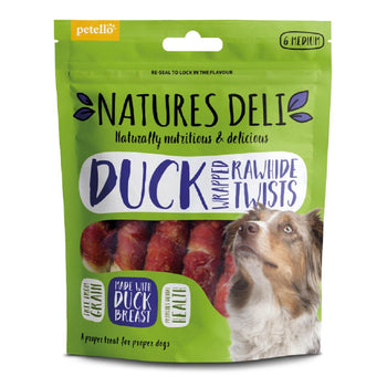 Natures Deli Ente Wickelte Rawhide Twist Medium Dog -Leckereien 6 pro Pack