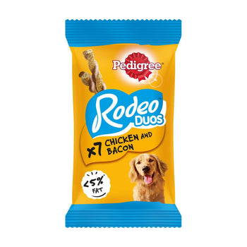 Pedigree Rodeo Duos Erwachsener Hund behandelt Hühnchen und Speck 123g