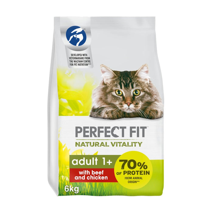 Perfect Fit Natural Vitality Cat Dry Adult 1+ with Beef & Chicken 6kg