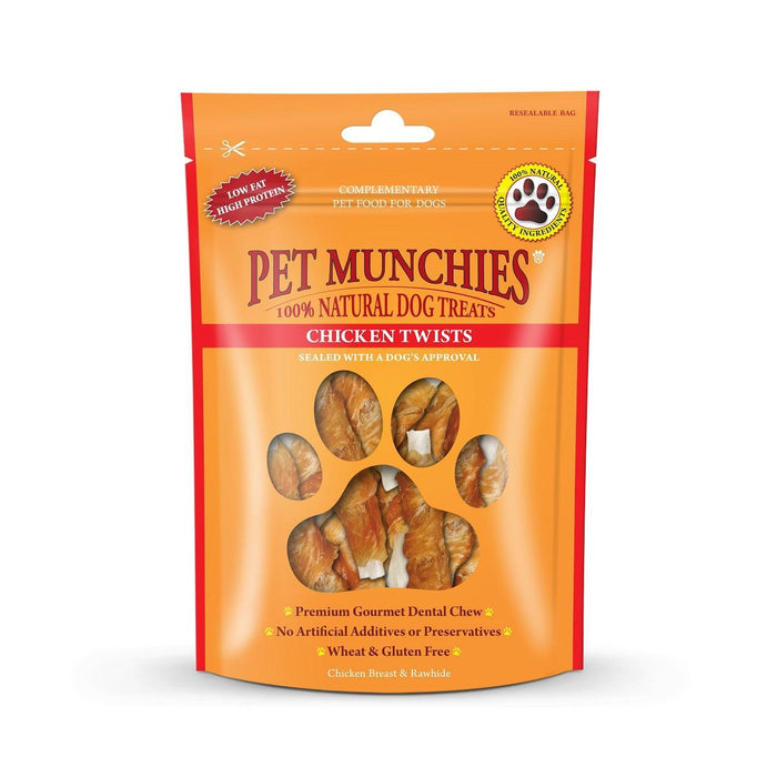 Haustier -Munchies 100% natürlicher Hühnchen -Wendungen Hund behandelt 80G