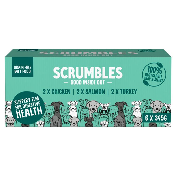 Scrumbles kornfreie nasse Hundefutter Pate Multipack 6 x 395g