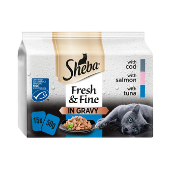 Sheba Fresh & Fine Cat Pouches Fish Collection in Gravy 15 x 50g
