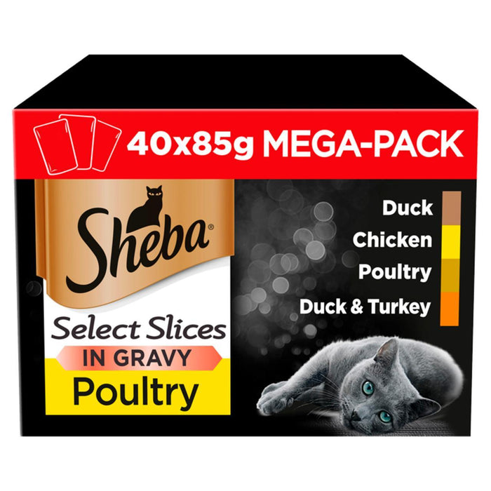 Sheba Select Slices Cibo per gatti Buste Pollame in salsa Mega Pack 40 x 85 g