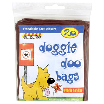 Snappies aufgeräumt Hundedoo -Taschen mit Krawattengriffen 20 pro Pack