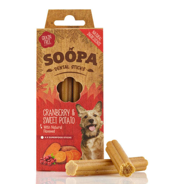 Soopa canneberry et bâtonnets de dentaire de patate douce traite 100 g