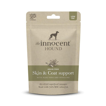 Der Innocent Hound Dog behandelt Haut- und Mantelstütze Superfood -Würste 100g