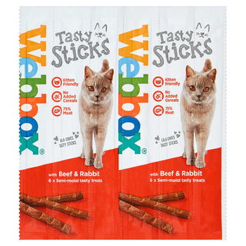 Webbox -Katzen Freude 6 leckere Stöcke mit Rindfleisch & Kaninchen 30g