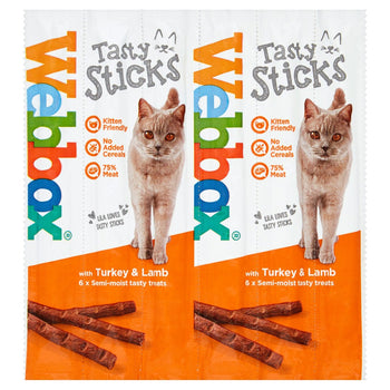 Webbox -Katzen Freude 6 leckere Stöcke mit Truthahn & Lamm 30g