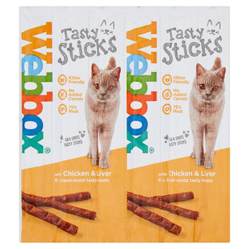 Webbox -Katzen Freude leckere Stöcke mit Chicken & Leber Cat Lecks 6 pro Pack