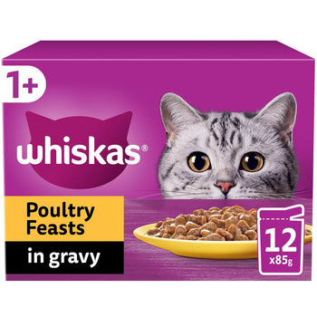 Whiskas 1+ Cat Pouches Poultry Feasts in Gravy 12 x 85g