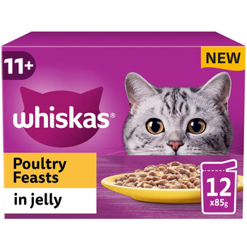 Whiskas 11+ Senior Wet Cat Food Poultry Feasts in Jelly 12 x 85g