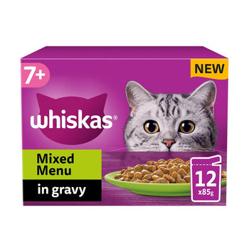 Whiskas 7+ Senior Wet Cat Food Mixed Menu in Gravy 12 x 85g
