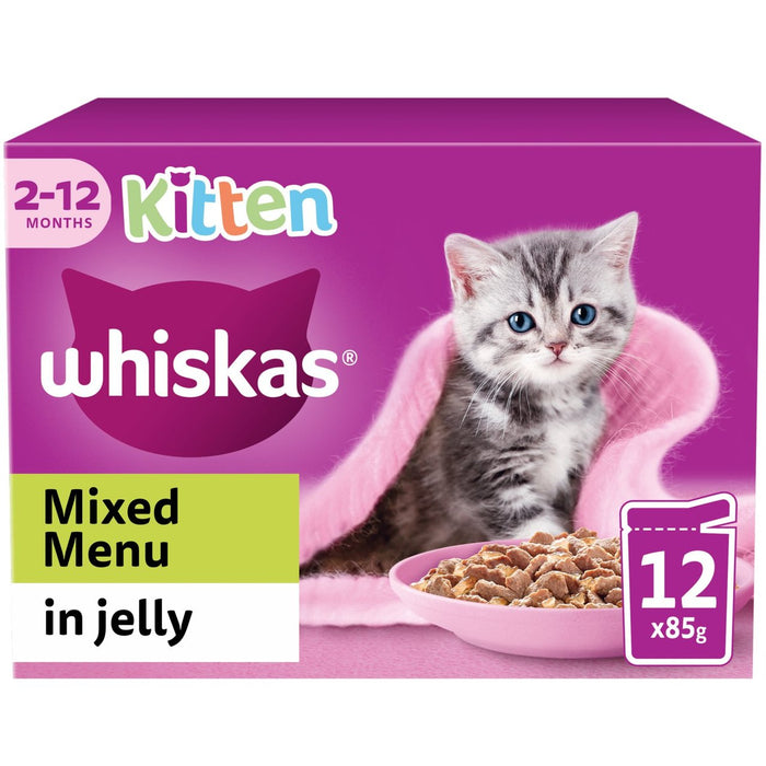 Whiskas-Kätzchen 2-12 Monate gemischt Fisch & Fleisch in Gelee 12 x 85 g