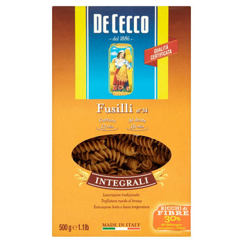 De Cecco Whole Wheat Fusilli 500G