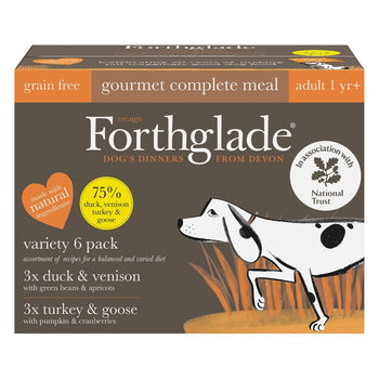 Forthglade Gourmet Turquie et oie avec canard et chevreuil mouillé de chien mouillé 6 x 395g