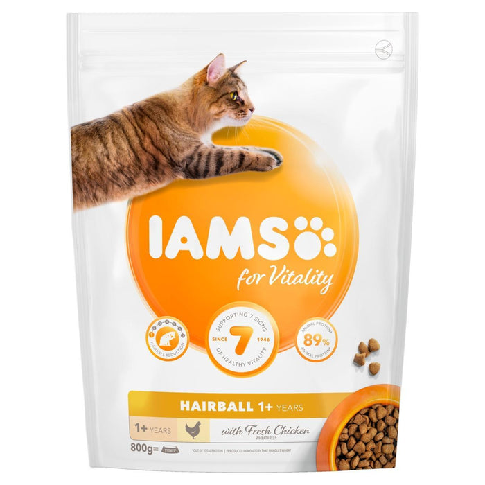IAMS طعام القطط للتحكم في كرات الشعر بالدجاج الطازج 800 جرام