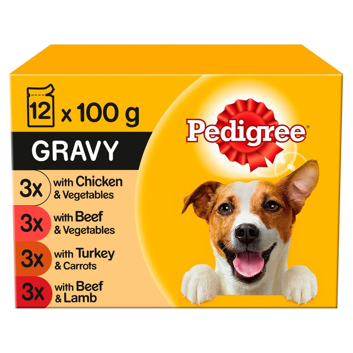 Pedigree Adult Wet Dog Food Pouches Mixed Selection in Gravy 12 x 100g
