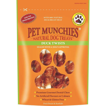 Pet Munchies Dolcetti per cani 100% naturali con torsioni d'anatra 80 g