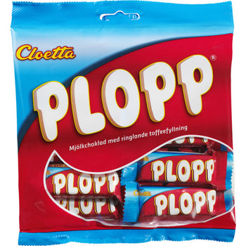 Cloetta Plopp 13 bocconcini di cioccolato al latte con morbido ripieno di caramello 158g