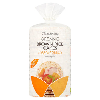 Clearspring orgánico pasteles de arroz marrón 7 súper semillas 120g